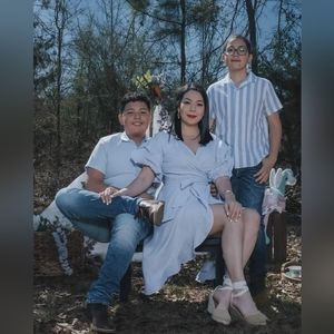 Shein Gathered sleve pinstripe ruffle dress.